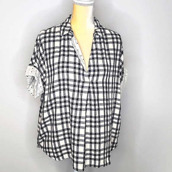 Madewell size M black and white short sleeve top. B42 - Picture 1 of 10